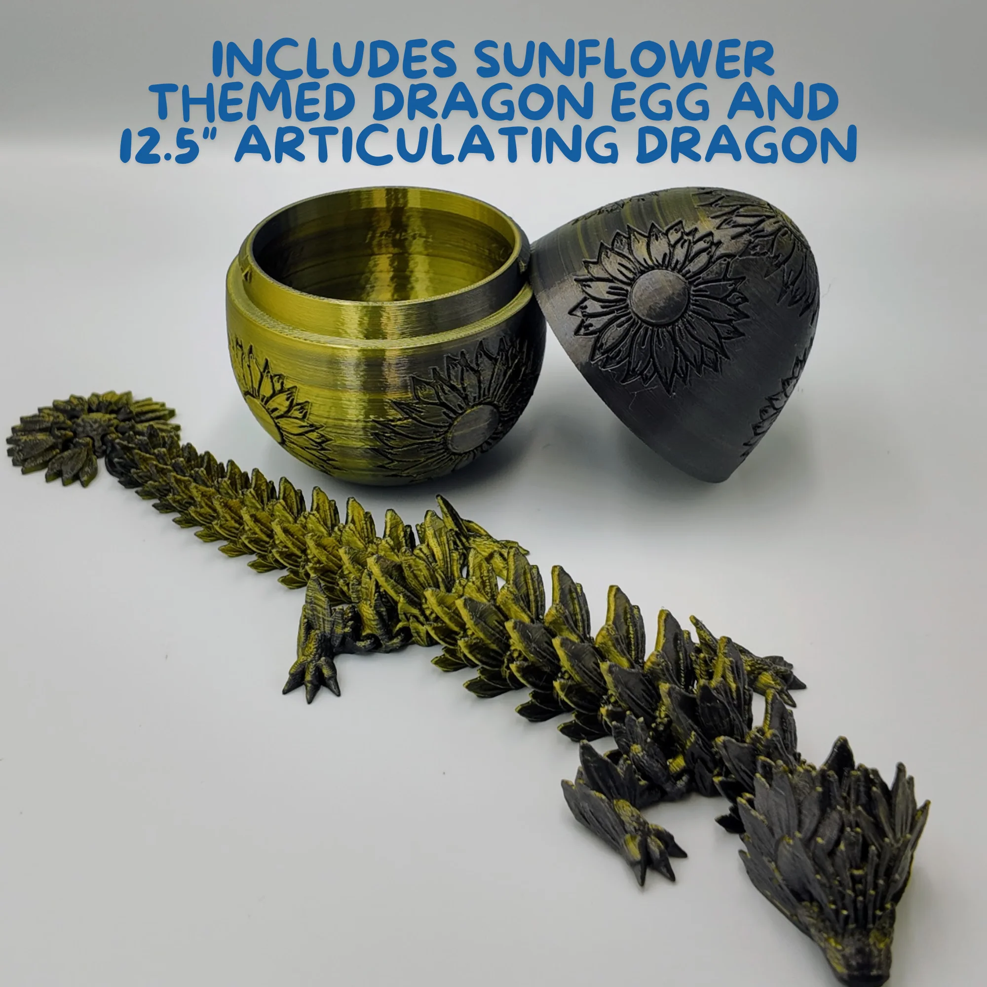 Sunflower Dragon Egg - 12.5" Dragons Articulating Joints - Sunflower Themed - Image 16