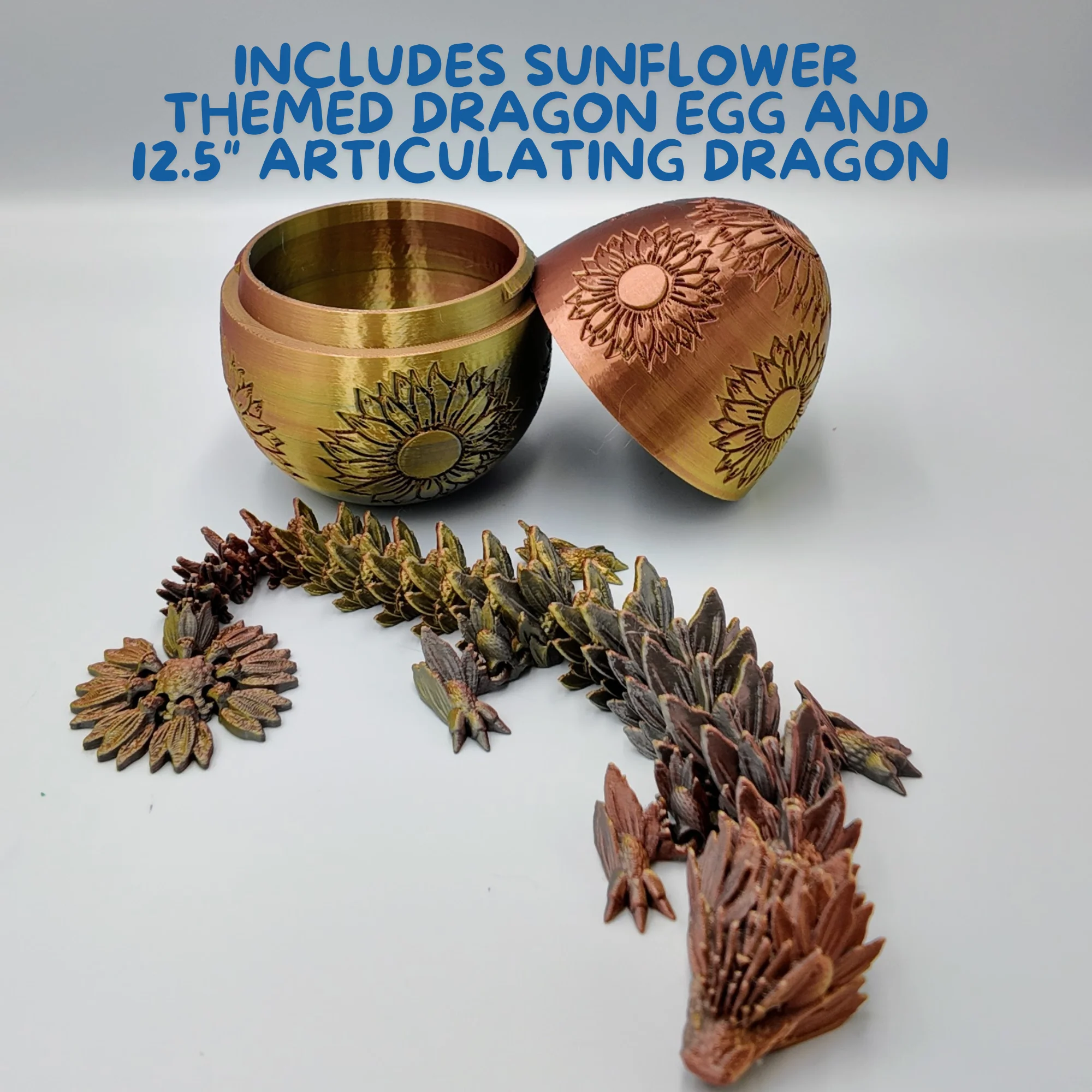 Sunflower Dragon Egg - 12.5" Dragons Articulating Joints - Sunflower Themed - Image 35