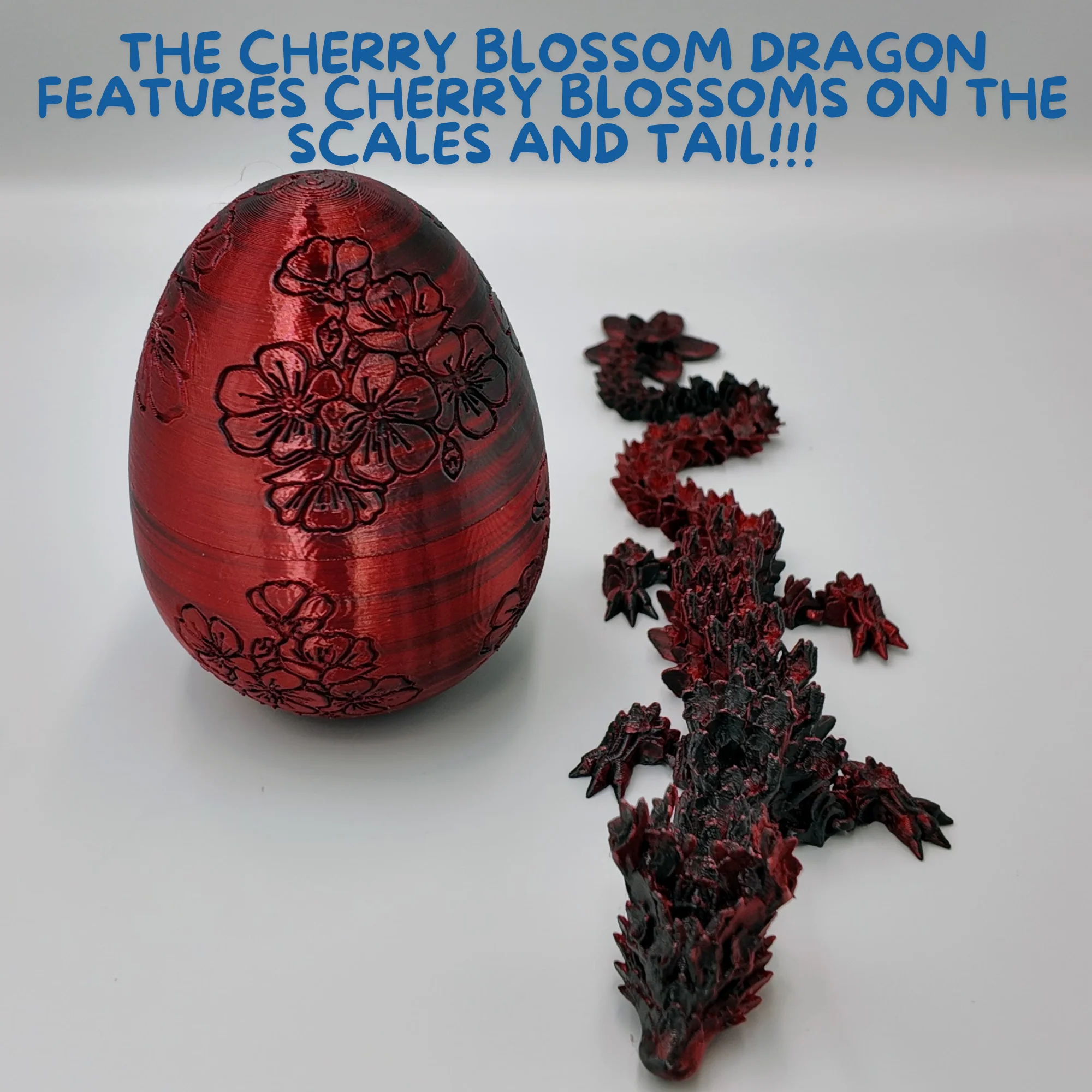Cherry Blossom Dragon Egg - 14" Dragons Articulating Joints - Cherry Blossom Themed - Image 16