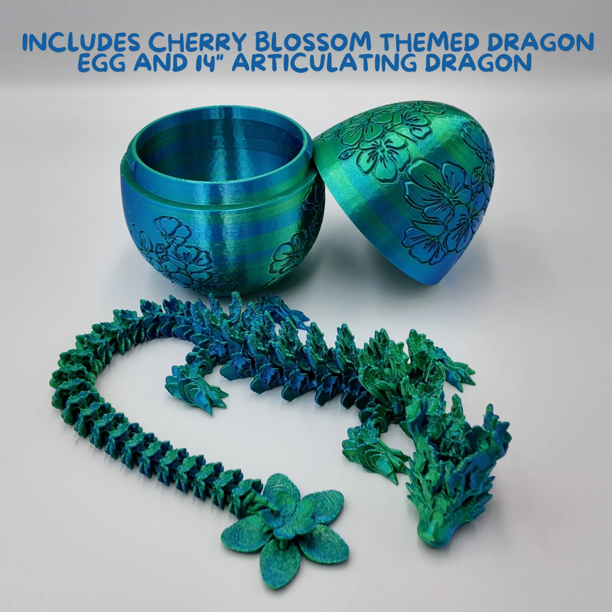 Cherry Blossom Dragon Egg - 14" Dragons Articulating Joints - Cherry Blossom Themed - Image 3